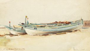 William Alister MacDonald (1861-1948) British, a scene of boats on a shoreline, watercolour,