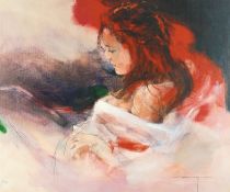 After Christine Comyn, a print of a reclining female figure, signed and numbered in pencil 30
