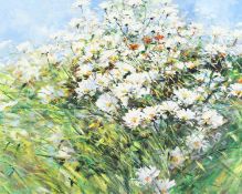 Carl Scanes (b. 1964) A Study of daisies and other wildflowers in a landscape, oil on canvas,