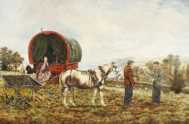 Brian Tovey (b.1943) British. 'The Gypsy Deal, Stow Fair', Oil on Canvas, Signed and Inscribed