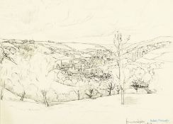 Hubert Wellington (1879-1967) British. 'Brimscombe Valley 1916', Mixed Media, Signed & Inscribed,