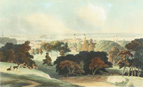 William Daniell. Hand Coloured Early 19th Century Aquatint, 'London from Greenwich Park'. 16