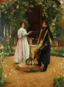 Walter Dendy Sadler (1854-1923) British, 'For Always', young couple in the courtyard of a country