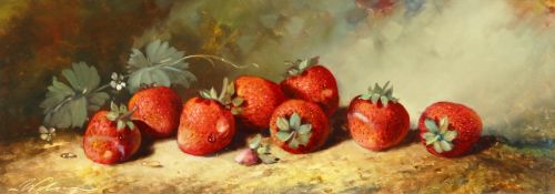 Wilson (20th/21st century), A still life of strawberries, oil on board, signed, 5.5