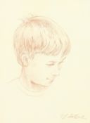 20th Century School. A Head Study of a Young Girl, Sanguine, Indistinctly Signed and Dated, 11