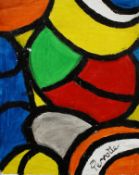 Perrotte (20th century) French, abstract composition, oil on unstretched canvas, signed, 13