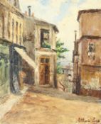 French school (early 20th century), a Paris street scene, probably Montmartre, oil on canvas,