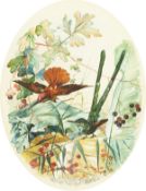 Early 20th century, a scene of birds amongst foliage and berries, 13
