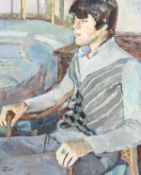 Eileen Hemsoll (1924-2011) British. Portrait of a Young Man Seated, Oil on Board, Signed and