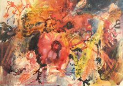 Leslie Moore (1913-1976) British. 'Abstract Flowers', Mixed Media, mostly Watercolour, Signed, 18
