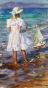 Alexander Averin (b.1952) Russian, 'The Toy Yacht', signed oil on canvas, 13