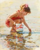 Konstantin Razumov (b.1974) Russian, 'Cockle Picking', oil on canvas, signed, 10.5