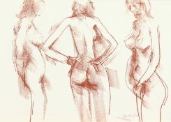 Peter Collins, A study of three female figures, crayon, signed in pencil and dated 79, 13