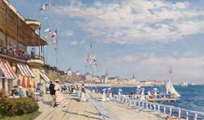 Valery Sekret (b.1950) Russian, 'On The Quay', signed oil on board, 12