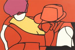 Valerio Adami (B. 1935) Italian, a coloured lithograph of figures, signed and numbered 21/75 in