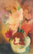 20th century, a still life of mixed flowers in a jug, oil on board, initials AM, 30