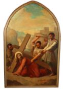 L. Chovet (19th Century) French School. The Six Stations of the Cross, Oil on Metal, Signed 'L.