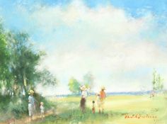 Tom Quinn (1918-2015), country walk, oil on board, signed, 12