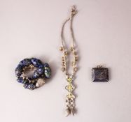 A COLLECTION OF THREE 19TH CENTURY INDIAN ENAMELLED SILVER JEWELLERY ITEMS,