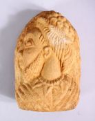 A GOOD MIDDLE EASTERN CARVED STONE HEAD, 16.5cm.