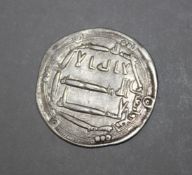 ISLAMIC SILVER COIN - ABBASID, AL-MANSUR, SILVER DIRHAM, mint Al-Mohammediah 144H, 2.87g, 26mm