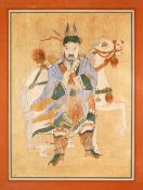 AN 18TH / 19TH CENTURY CHINESE PAINTING OF A GENERAL UPON HORSEBACK, the paining depicting a general