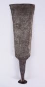 A GOOD 18TH / 19TH CENTURY PERSIAN ISLAMIC QAJAR STEEL CALLIGRAPHIC AXE, chased with figures and