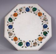 AN FINE QUALITY MARBLE TOP INLAID SPECIMEN TABLE, inlaid with an array of shells & stones