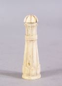 A 19TH CENTURY INDIAN CARVED IVORY PERFUME BOTTLE, 7cm