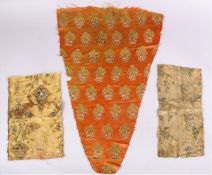 THREE 17TH CENTURY PERSIAN SAFAVI TEXTILE FRAGMENTS,