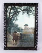 A GOOD 19TH CENTURY CHINESE CARVED HARDWOOD PHOTO FRAME, 42cm x 31cm.