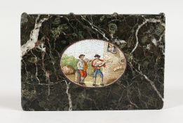 A 19TH CENTURY ITALIAN MARBLE BOOK SHAPED WEIGHT with oval micromosaic 