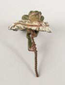 A VIENNA STYLE COLD PAINTED BRONZE BOTTLE TOP.