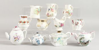 SEVEN ROYAL WORCESTER CREAM JUGS using past Royal Worcester patterns and four Victoria and Albert
