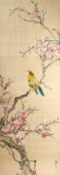 THREE CHINESE WATERCOLOUR SCROLLS, flowers and birds.