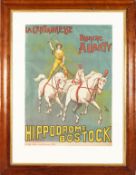 A COLOURED HIPPODROME BOSTOCK POSTER. 30ins x 21ins, framed and glazed.
