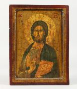 A RUSSIAN ICON on wood. 11ins x 8ins.