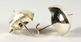 TWO SMALL SILVER UMBRELLAS. 2.2ins and 3.5ins.