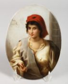 A GOOD DRESDEN OVAL PLAQUE, Young Girl. 7.5ins x 5.5ins.