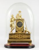 A GOOD 19TH CENTURY ORMOLU MANTLE CLOCK, with eight day movement, striking on a bell, silvered