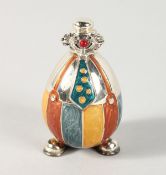 A SILVER AND ENAMEL CLOWN.
