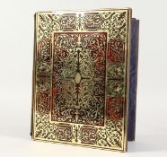 A GOOD 19TH CENTURY FRENCH BOULLE FOLDING BLOTTER. 11ins x 8.5ins.