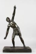 D. H. CHIPARUS (1886-1947) A GOOD BRONZE STANDING MALE ATHLETE leaning back, arms outstretched, on a