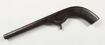 A FOLK ART WOODEN TOY GUN. 15ins long.