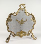 A GOOD FRENCH ORMOLU AND MESH FIRESCREEN, with acanthus scrolls and shell. 31ins high.