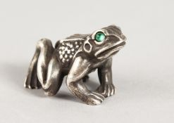 A RUSSIAN SILVER MODEL OF A FROG. 1.5ins long.