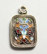 A RUSSIAN SILVER AND ENAMEL PENDANT.