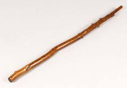 FOLK ART, AN 18TH CENTURY WALKING STICK, incised with the owners name WILLIAM HUGHES, FORD, BUCKS
