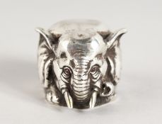 A RUSSIAN SILVER MODEL OF AN ELEPHANT. 2ins long.
