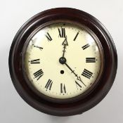 A MODERN CIRCULAR WALL CLOCK WITH FUSEE MOVEMENT. 12ins diameter.